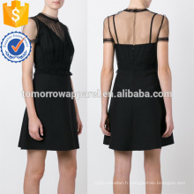 Noir à manches courtes col rond Tulle été robe quotidienne Fabrication de mode en gros femmes vêtements (TA0049D)